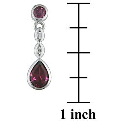 10k White Gold Diamond Rhodolite Teardrop Earrings