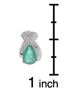 14k White Gold Emerald & Diamond Earrings