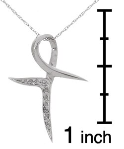 14k White Gold Diamond Twist Pendant