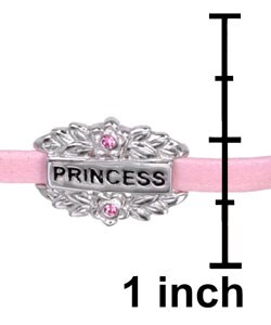 Silver and Pink Leather Princess Baby Bracelet