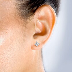 14k Gold 1ct TDW Princess-cut Premier Diamond Stud Earrings (G-H, SI1-SI2)