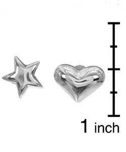 Sterling Silver Star/ Heart Earring Set
