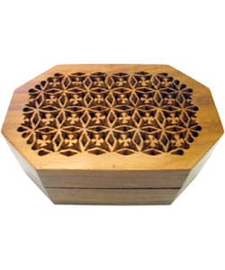 Hand-carved Rosewood Jewelry Box (India)