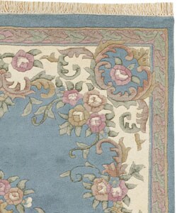 Hand-knotted Blue Aubusson Wool Runner (2'6 x 12')