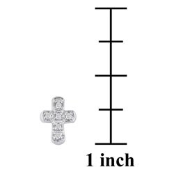 14k White Gold Diamond Cross Earrings