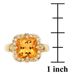 14k Gold 1/10ct TDW Diamond Citrine Ring  (Set of 2)