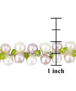 Sterling Silver Freshwater Pearl Peridot Bracelet  (Set of 6)
