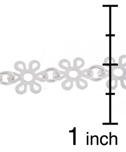 Italian Sterling Silver Flower Link Anklet