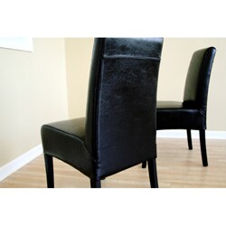 Leo Black Bi-cast Leather Chairs (Set of 2)