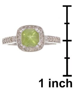14k White Gold Diamond Peridot Ring