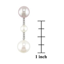 14k White Gold Diamond Cultured Freshwater Pearl Earrings