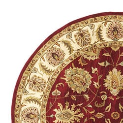 Hand-tufted Agra Red/ Gold Wool Rug (8' Round)
