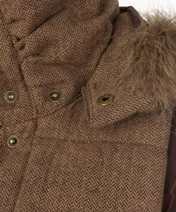 Clove Junior Herringbone Tweed Vest w/ Faux Fur Hood
