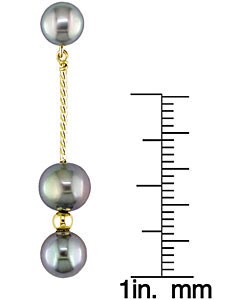 14k Gold Black Cultured Freshwater Pearl Earrings