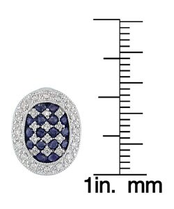 14k White Gold 1/3ct TDW Diamond Blue Sapphire Earrings