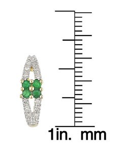 14k Gold 1/6ct TDW Diamond and Emerald Earrings