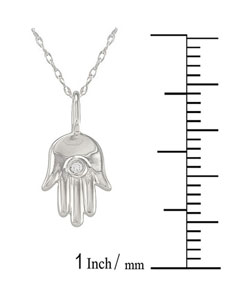 14k White Gold Diamond Hamsa Pendant