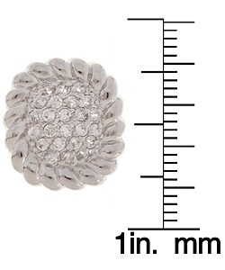 Icz Stonez Sterling Silver Rope Design CZ Cuff Links