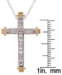 14k Two-tone Gold 1/2ct Diamond Cross Pendant