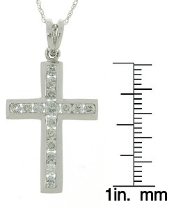 14k White Gold 1ct TDW Diamond Cross Necklace (G-H, I2)