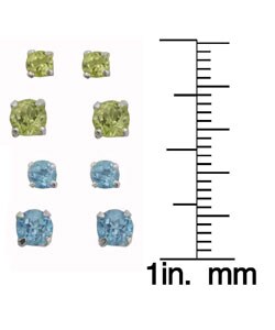 Sterling Silver Peridot or Topaz Earring Set