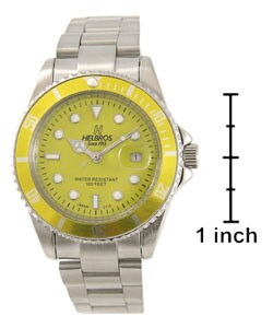 Helbros Men's Yellow Lime Dial Steel Watch