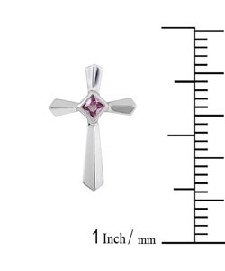 14k Gold Pink Sapphire Cross Pendant