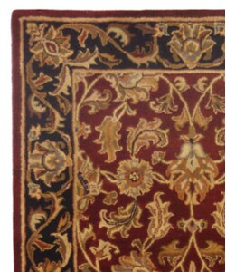 Handmade Heritage Kashan Burgundy/ Black Wool Rug (5' x 8')
