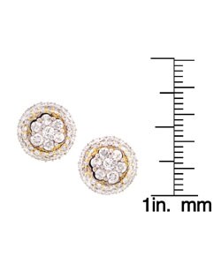 14k Two-tone Gold 1ct TDW Diamond Pave Cluster Earrings (G-H, I2)