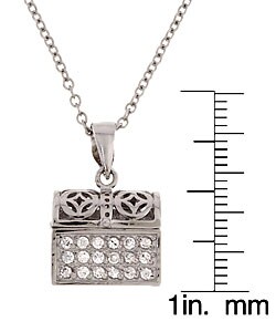 Sterling Silver CZ Chinese Prayer Box Necklace