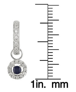14k White Gold 1/5ctw Diamond Blue Sapphire Earrings