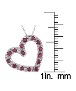 10k White Gold Diamond Ruby Heart Pendant