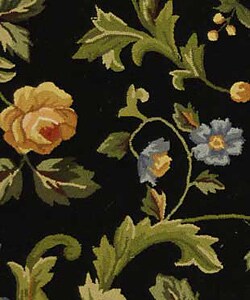Hand-hooked Garden of Eden Black Wool Rug (7'6 x 9'6 Oval)