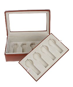 Elegant Brown Leather 8-slot Watch Box