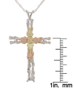 Black Hills Gold on Silver Cross Necklace
