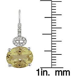 14k White Gold Lemon Quartz Hook Earrings