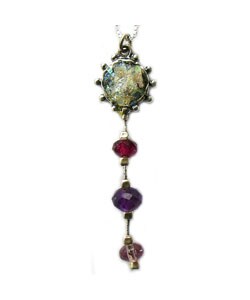 Roman Glass Necklace w/ Amethyst (Israel)