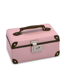 Pink & Brown Genuine Leather Jewelry Case