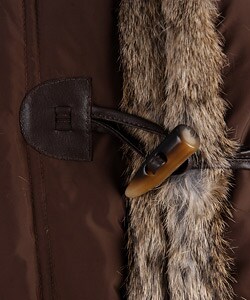 Larry Levine Down Coat with Rabbit Fur Trim
