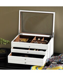 4-drawer Glass Top White Jewelry Box