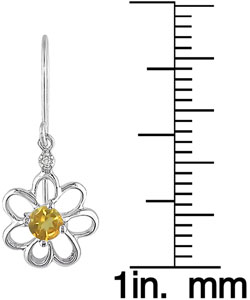 10k White Gold Citrine November Birthstone Earrings
