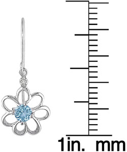 10k Blue Topaz Diamond December Earrings