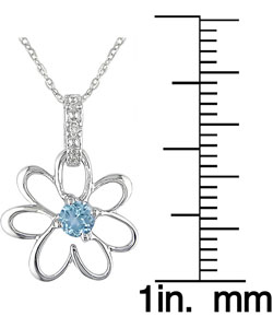 10k Blue Topaz Diamond December Birth Stone Pendant