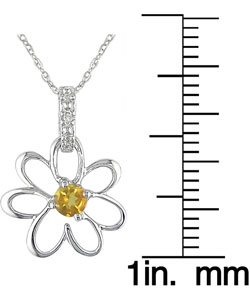 10k Citrine Diamond November Birth Stone Pendant