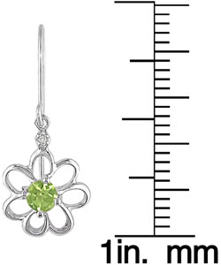 10k Peridot Diamond August Birth Stone Earrings