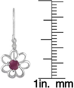 10k Ruby Diamond July Birth Stone Earrings