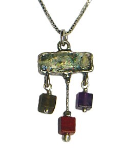 Roman Glass Necklace with Stone Dangles (Israel)