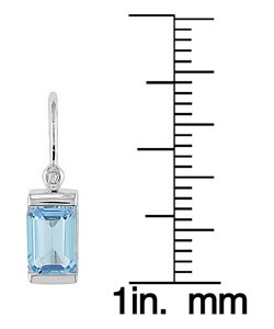 10k White Gold Blue Topaz Leverback Earrings