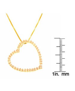 Gold over Silver Cubic Zirconia Heart Pendant