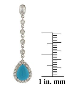 Icz Stonez Sterling Silver Turquoise Teardrop CZ Earrings
